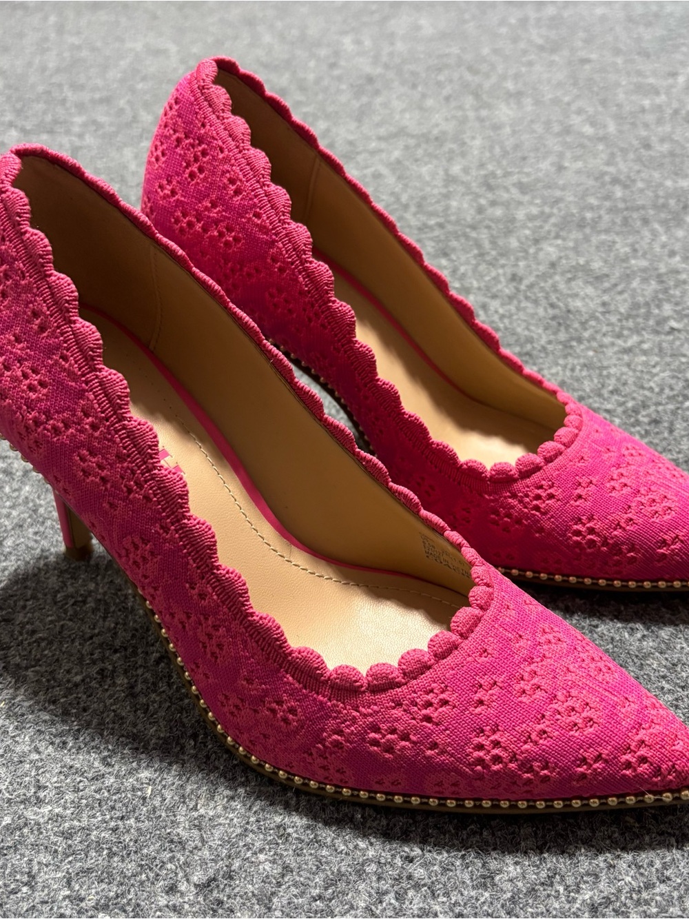 Size 6.5 - Coach Waverly Women's Leather Pump 9B Pink Studded Beadchain Heel
